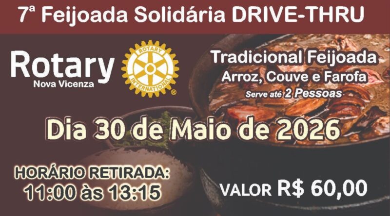 Rotary Nova Vicenza promove feijoada solidária em prol da Campanha da Visão