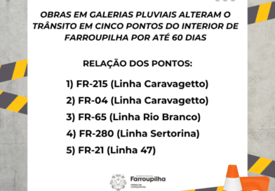Obras em galerias plúviais alteram o trânsito em cinco pontos do interior de Farroupilha por até 60 dias Obras em galerias plúviais alteram o trânsito em cinco pontos do interior de Farroupilha por até 60 dias