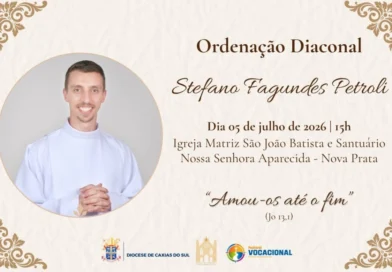 Seminarista Stefano Fagundes Petroli será ordenado diácono neste domingo, 05 de julho, em Nova Prata